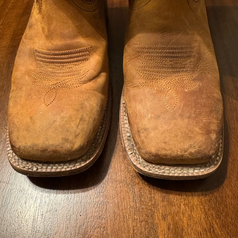 Justin Boots Teal and Brown Heeled Boots - Picture 6 of 8